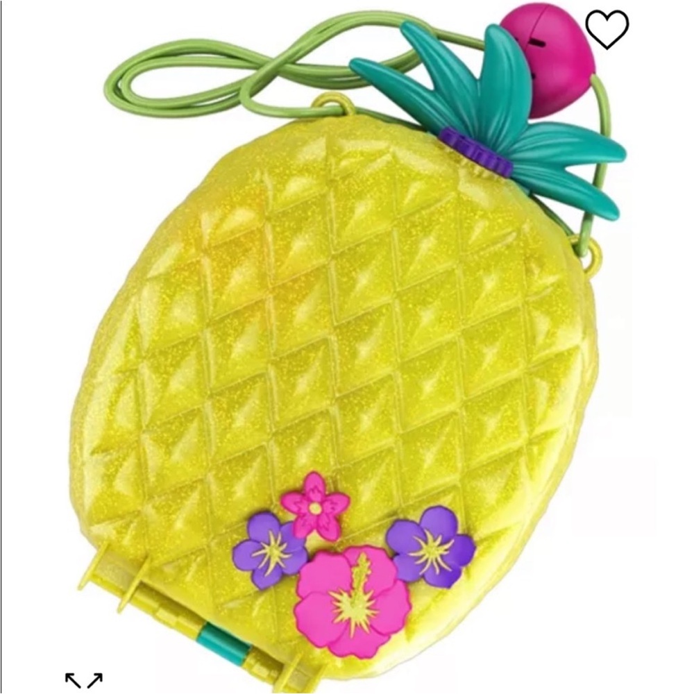 Polly Pocket Tropicool Plastic Pineapple 🍍 Crossbody Bag Purse Compact 💛🩷💜💚